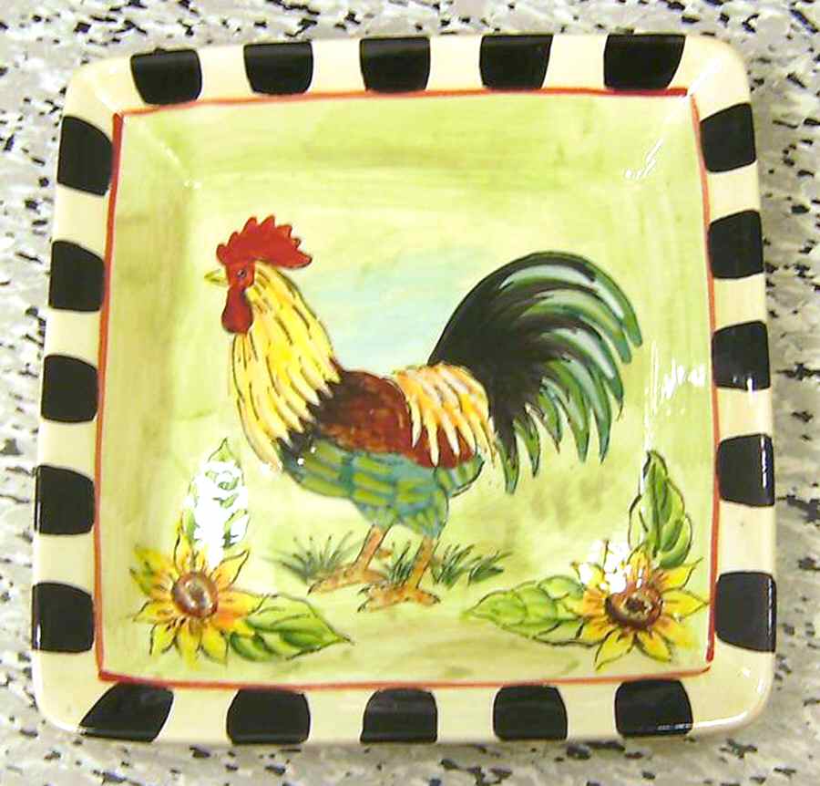 Roosters Square Salad Plate by Maxcera Corp-1