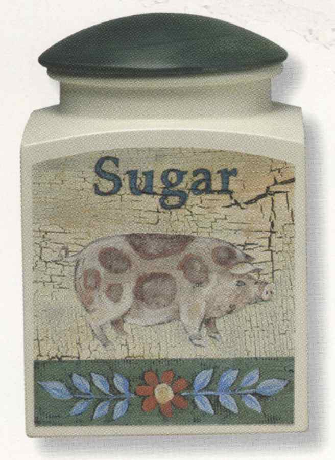 Farmyard Sugar Canister & Wood Lid by Cloverleaf (England)-1