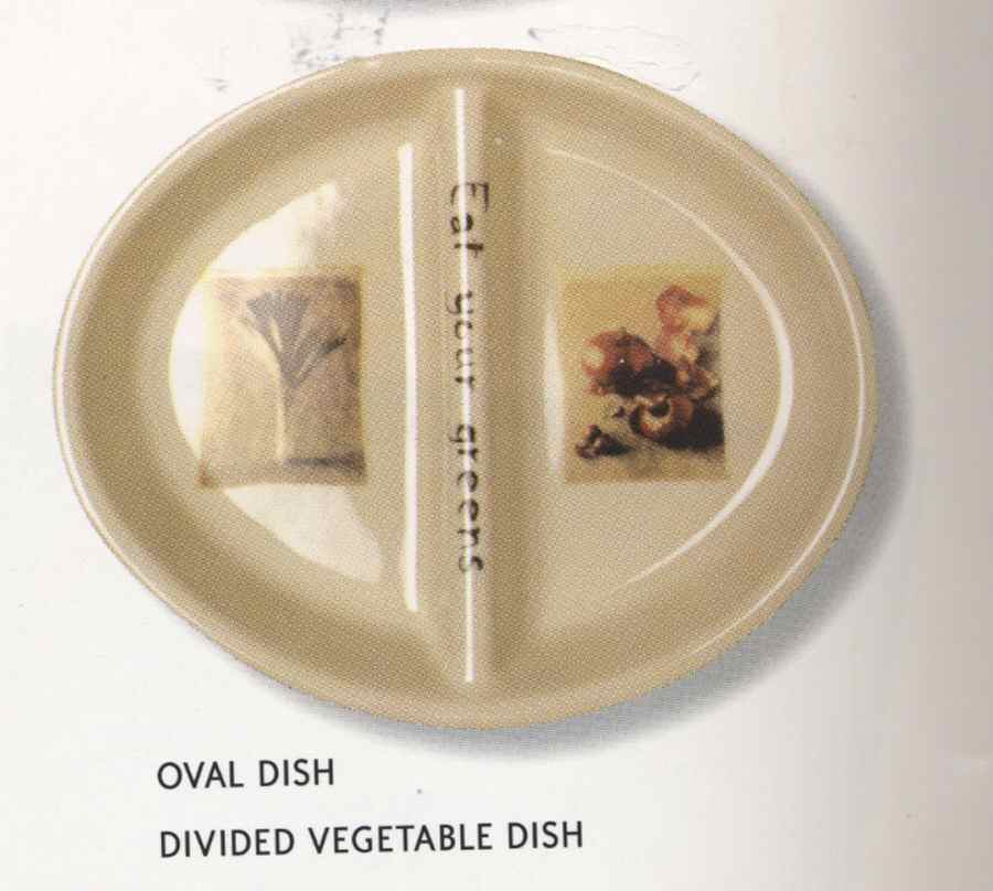 Food for Thought Oval Divided Vegetable Bowl by Cloverleaf (England)-1