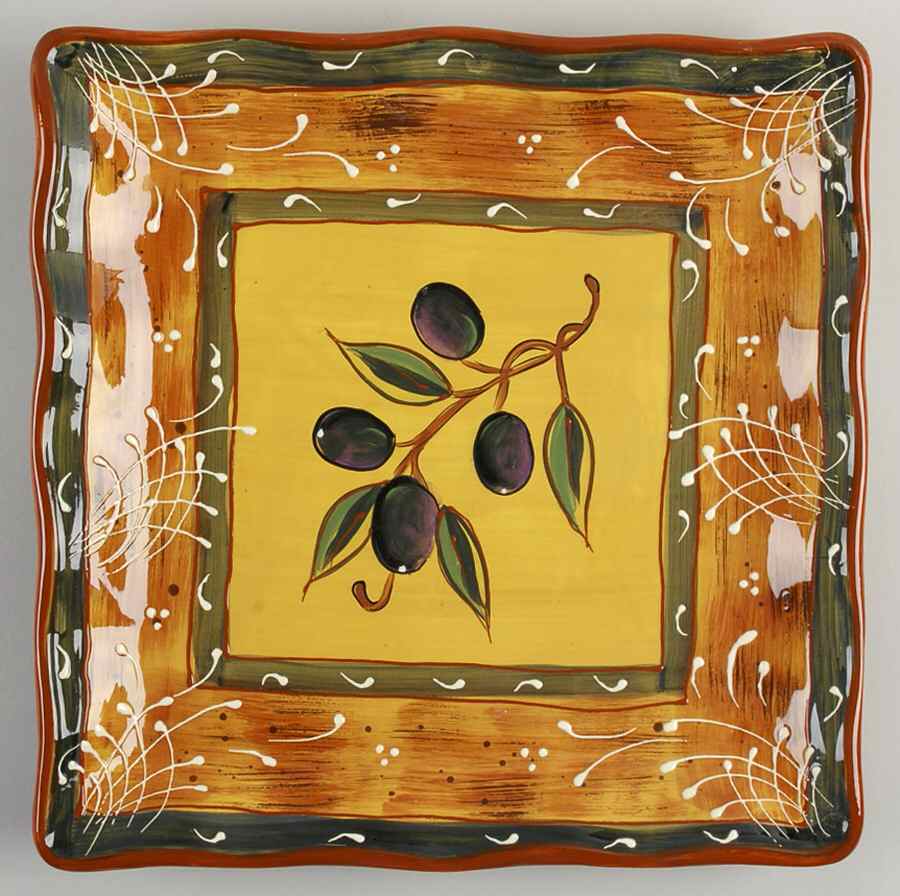 French Olives 13" Square Serving Platter by Certified International-1
