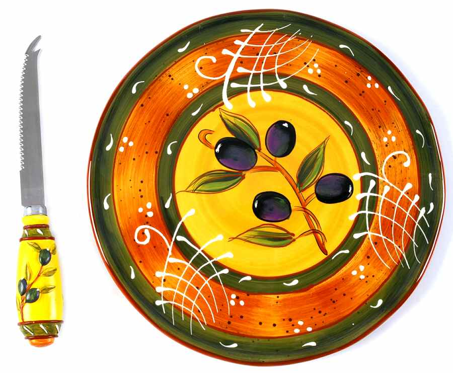 French Olives 2 Piece Cheese Dish and Knife Set by Certified International-1