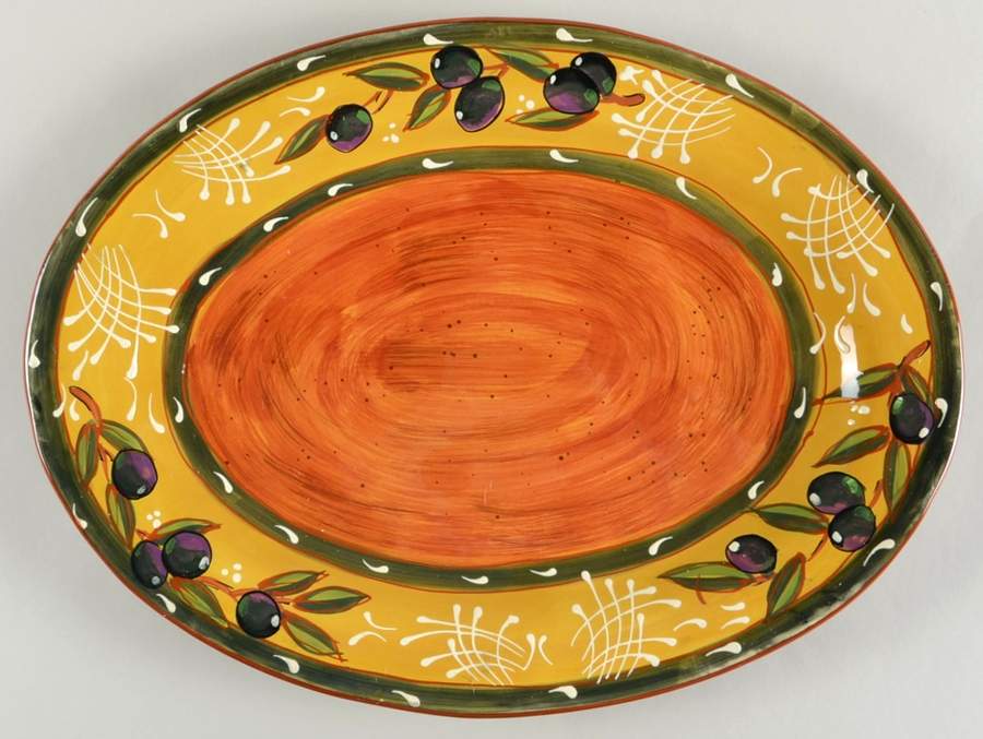 French Olives 17" Oval Serving Platter by Certified International-1