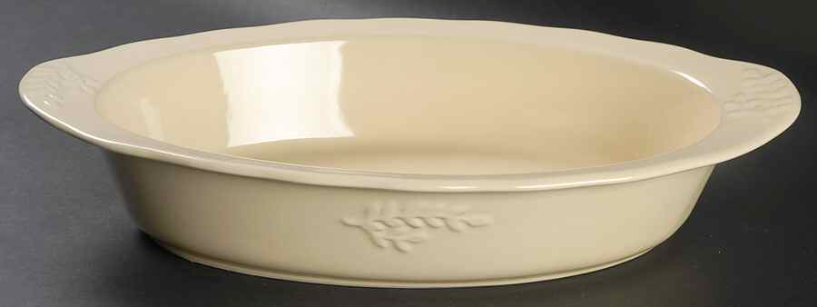 Cuisineware Ivory (Embossed Leaves) Large Oval Baker by Certified International-1