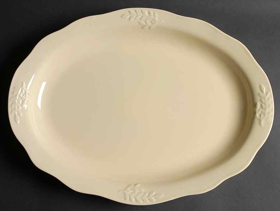 Cuisineware Ivory (Embossed Leaves) 16" Oval Serving Platter by Certified International-1