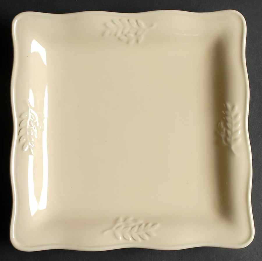 Cuisineware Ivory (Embossed Leaves) Square Salad/Dessert Plate by Certified International-1
