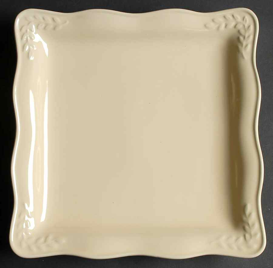 Cuisineware Ivory (Embossed Leaves) Square Dinner Plate by Certified International-1
