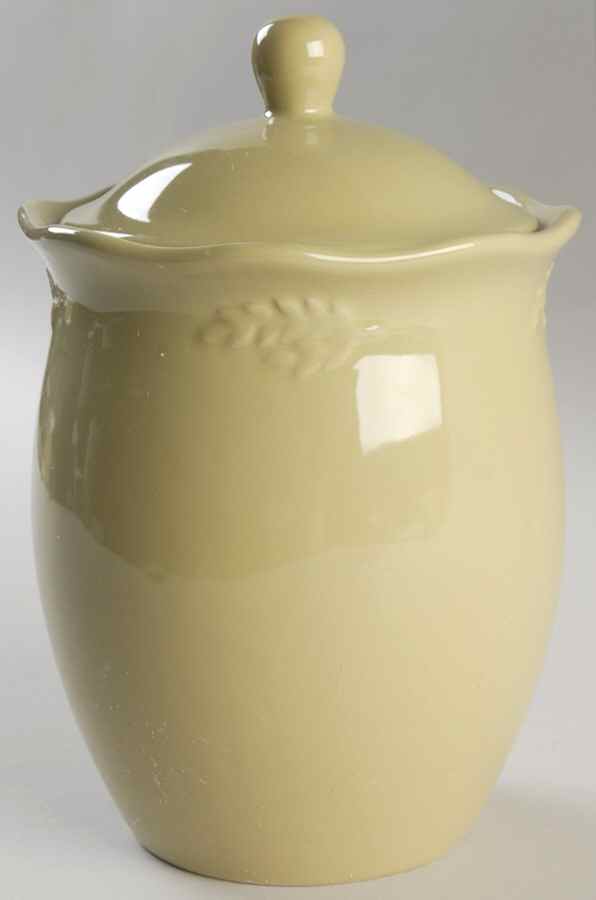 Cuisineware Green (Embossed Leaves) Medium Canister & Lid by Certified International-1