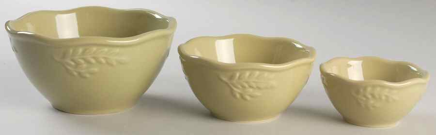 Cuisineware Green (Embossed Leaves) Mixing Bowl Set (MB6, MB5, MB4) by Certified International-1