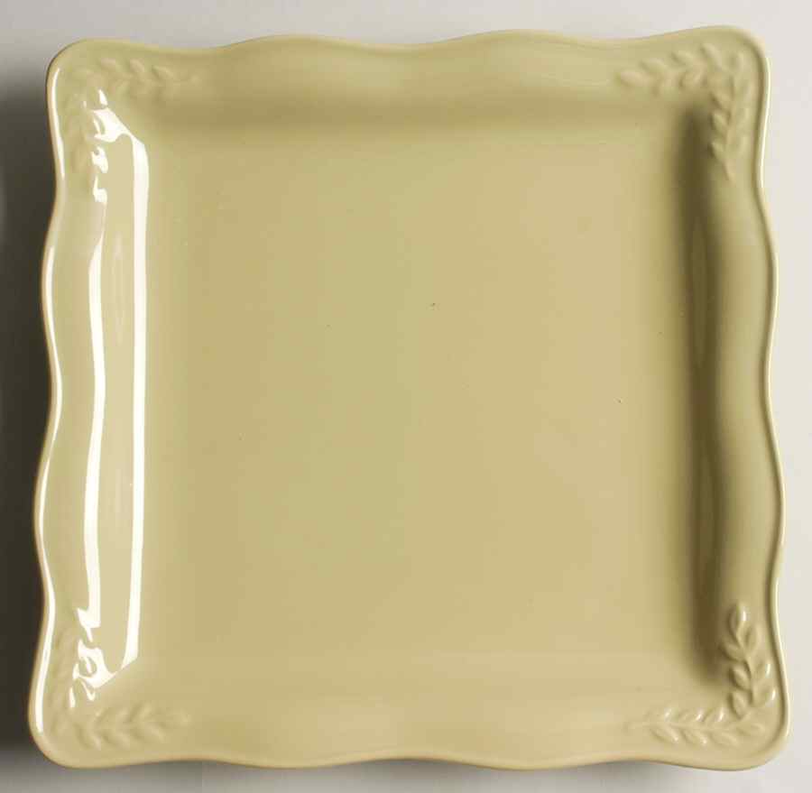 Cuisineware Green (Embossed Leaves) Square Dinner Plate by Certified International-1
