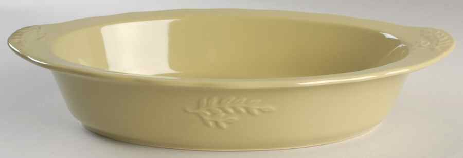 Cuisineware Green (Embossed Leaves) Large Oval Baker by Certified International-1