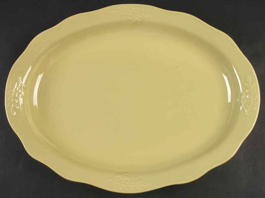 Cuisineware Green (Embossed Leaves) 16" Oval Serving Platter by Certified International-1
