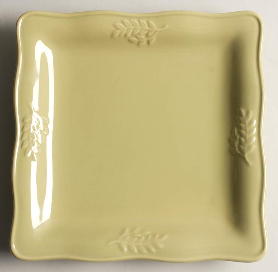 Cuisineware Green (Embossed Leaves) Square Salad/Dessert Plate by Certified International-1