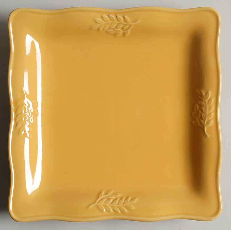 Cuisineware Gold (Embossed Leaves) Square Salad/Dessert Plate by Certified International-1