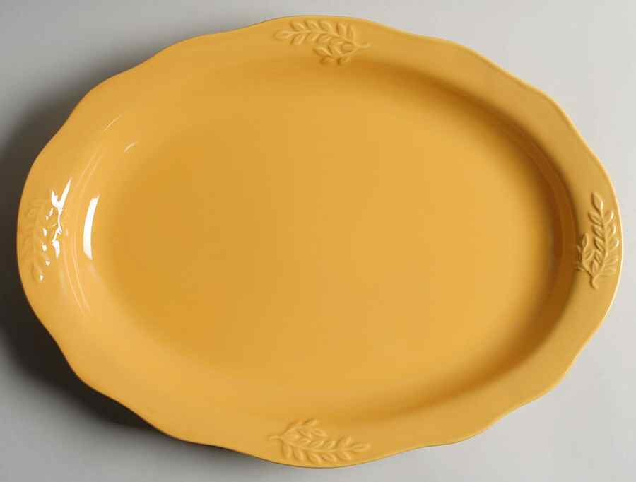 Cuisineware Gold (Embossed Leaves) 16" Oval Serving Platter by Certified International-1