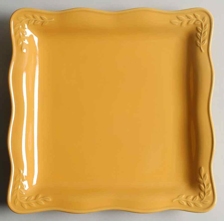 Cuisineware Gold (Embossed Leaves) Square Dinner Plate by Certified International-1