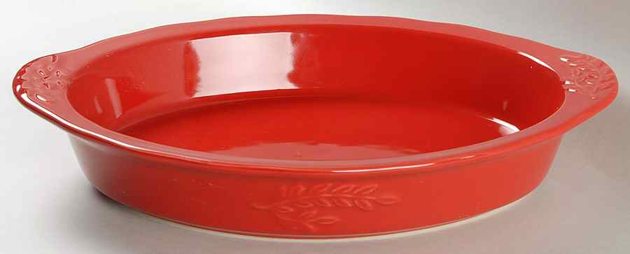 Cuisineware Red (Embossed Leaves) 11" Augratin by Certified International-1