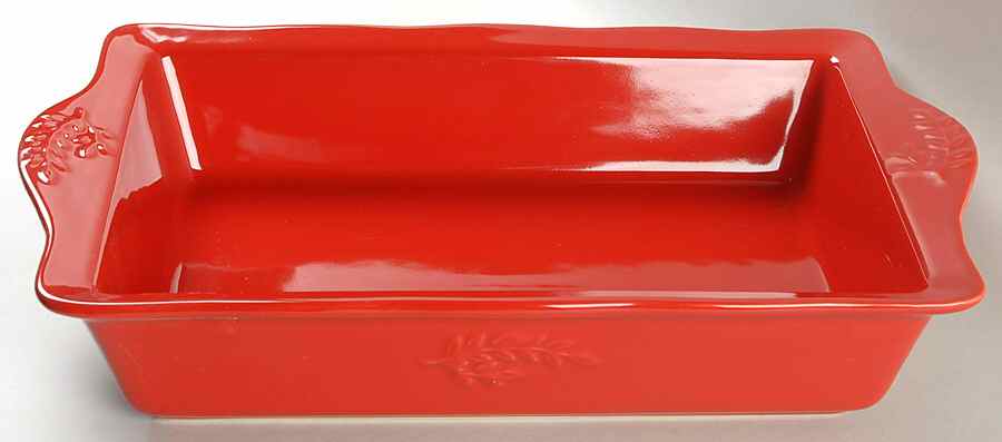 Cuisineware Red (Embossed Leaves) 15" Rectangular Baker by Certified International-1