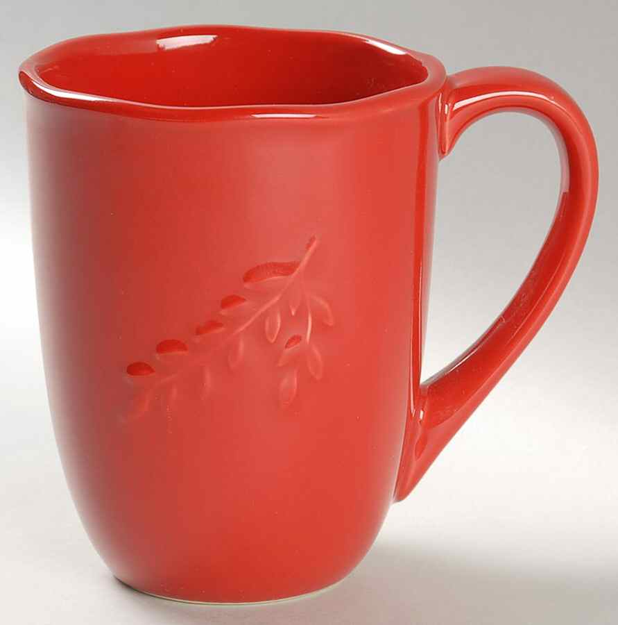 Cuisineware Red (Embossed Leaves) Mug by Certified International-1