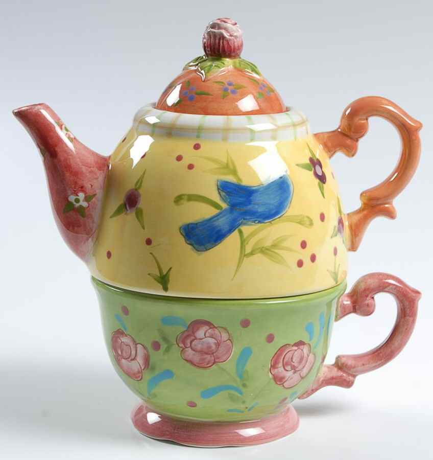 Tea Garden Individual Teapot & Lid with Cup by Certified International-1