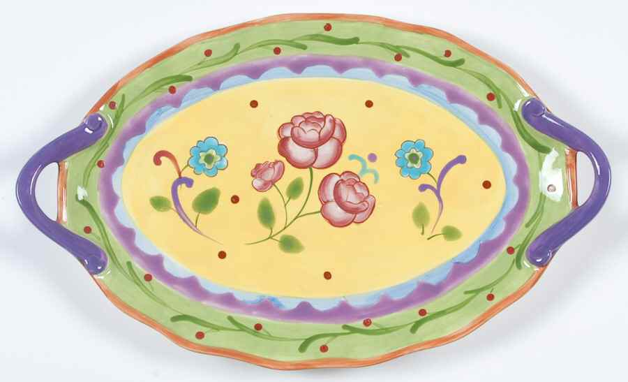 Tea Garden 14" Oval Handled Platter by Certified International-1