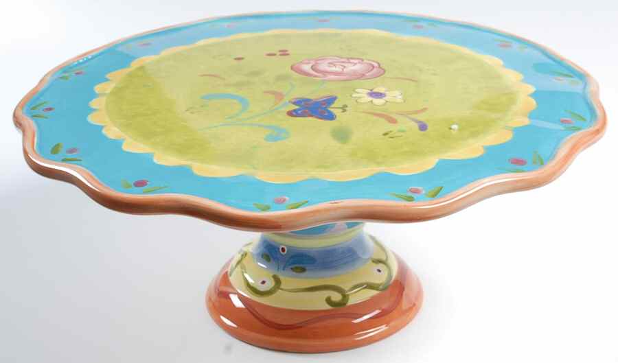 Tea Garden 12" Diameter Pedestal Cake Stand by Certified International-1