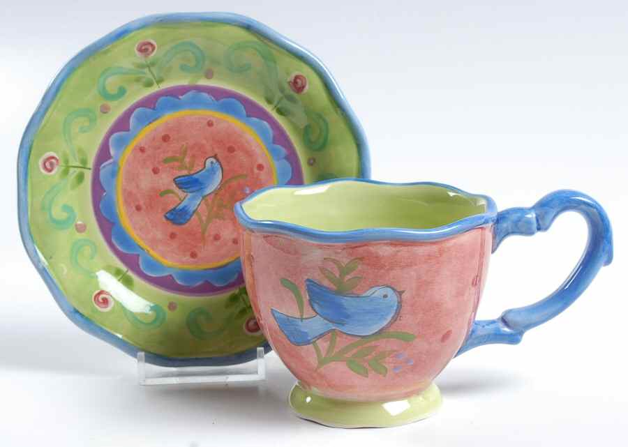 Tea Garden Footed Cup & Saucer Set by Certified International-1