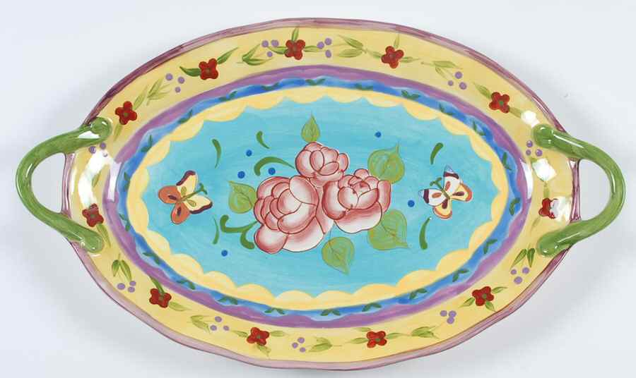 Tea Garden 18" Oval Handled Platter by Certified International-1
