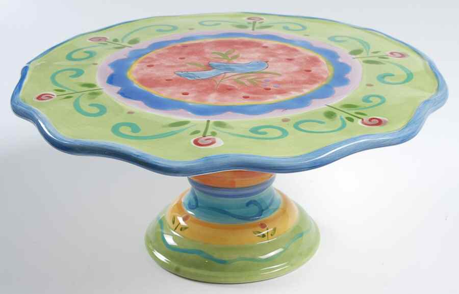 Tea Garden 10" Diameter Pedestal Cake Stand by Certified International-1
