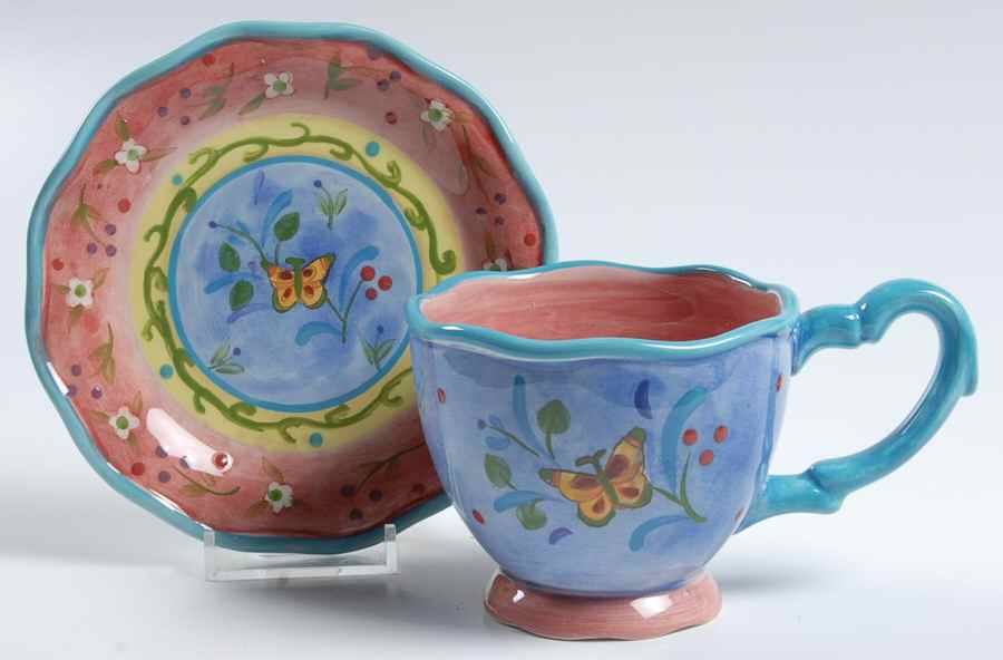 Tea Garden Footed Cup & Saucer Set by Certified International-1
