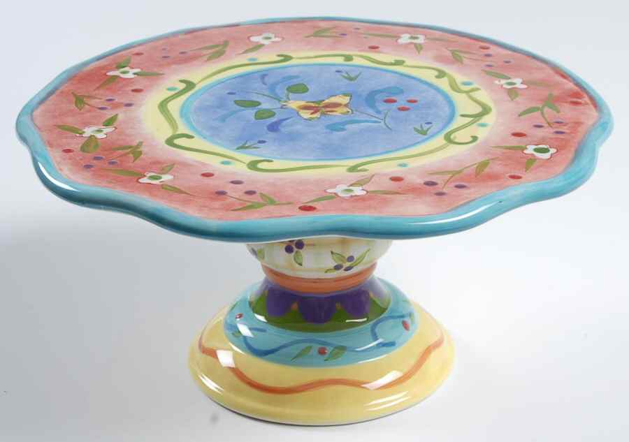 Tea Garden 8" Diameter Pedestal Cake Stand by Certified International-1