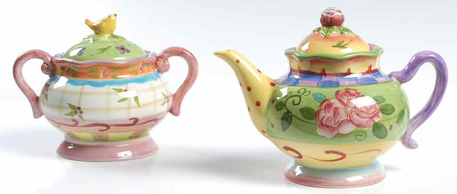 Tea Garden Creamer & Sugar with Lids Set by Certified International-1