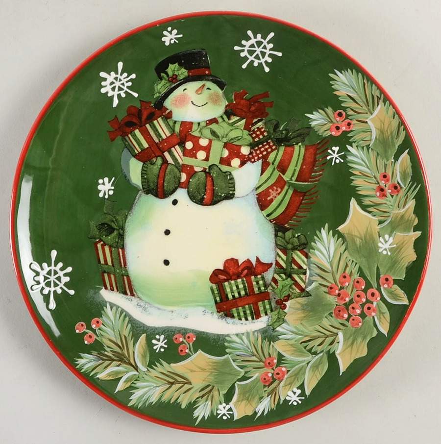 Vintage Snowman Salad/Dessert Plate by Certified International-1