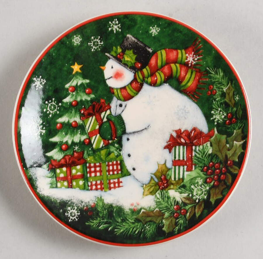 Vintage Snowman Canape Plate by Certified International-1