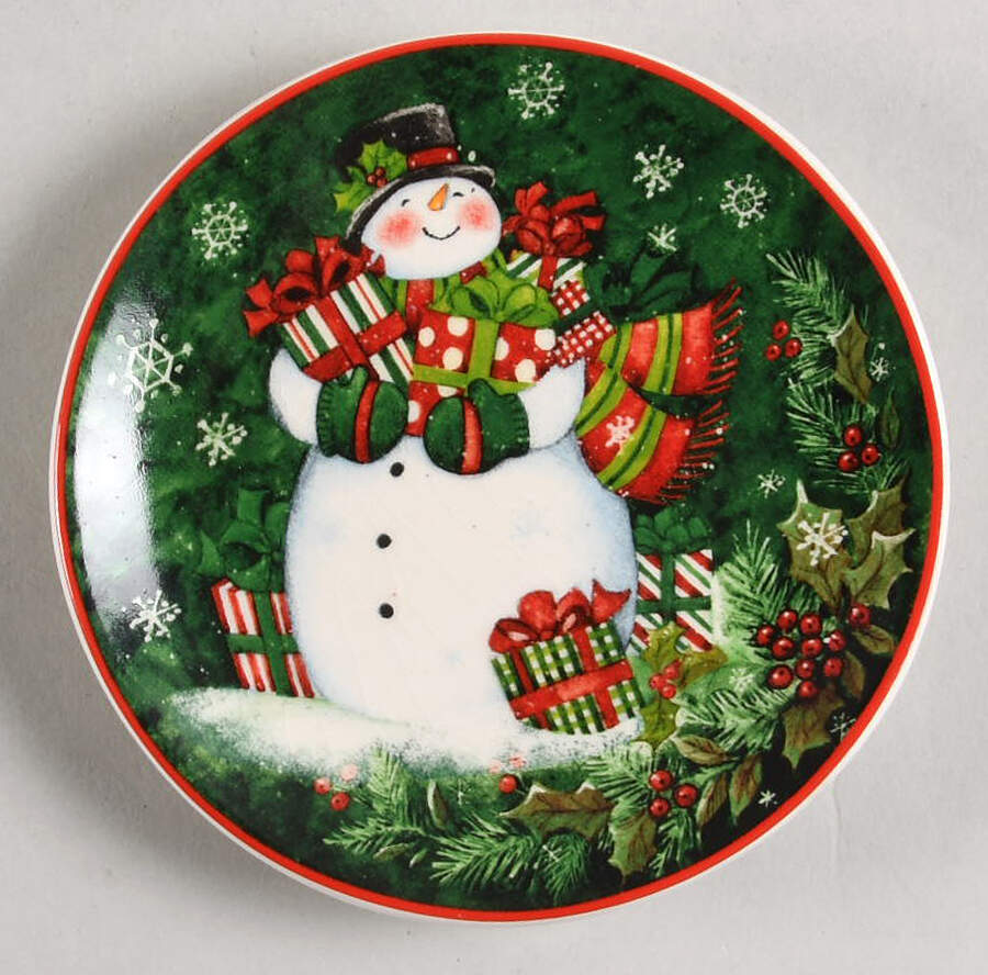 Vintage Snowman Canape Plate by Certified International-1