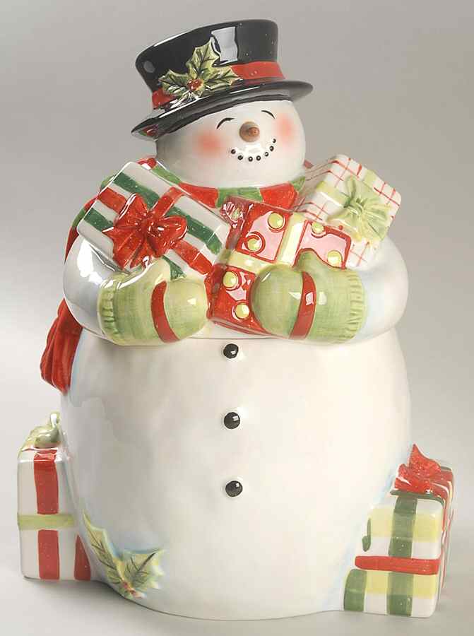 Vintage Snowman Figural Cookie Jar & Lid by Certified International-1