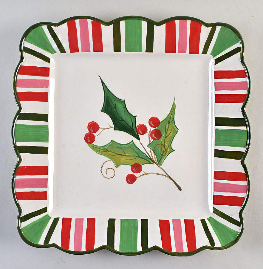 Victorian Christmas 16" Square Serving Platter by Certified International-1