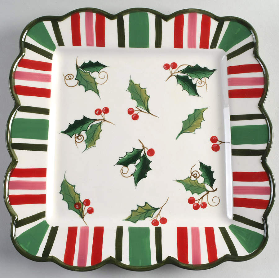 Victorian Christmas 13" Square Serving Platter by Certified International-1