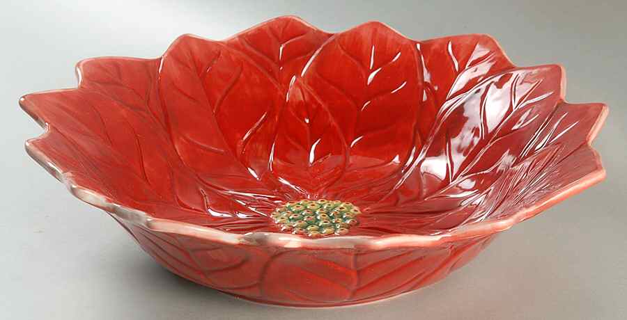 Poinsettia 13" Round Figural Serving Bowl by Certified International-1