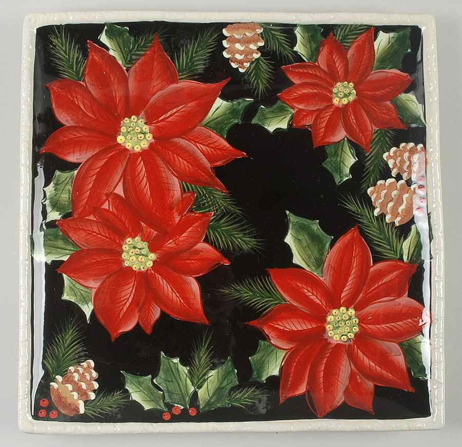 Poinsettia 13" Square Serving Platter by Certified International-1