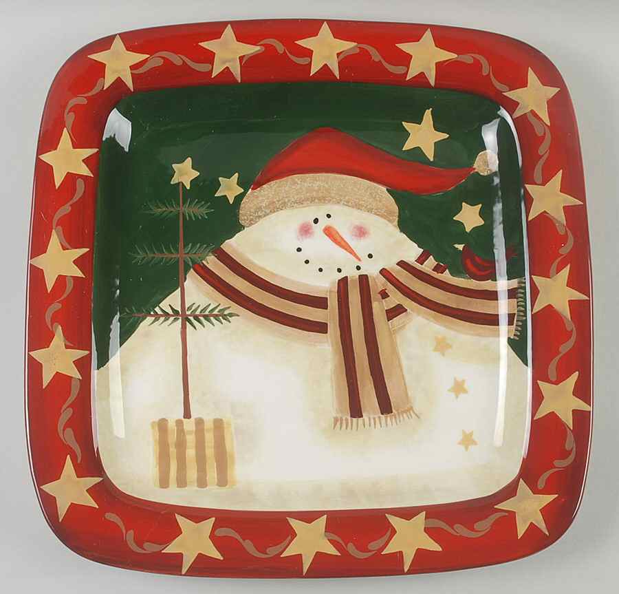 Starry Snowman 15" Square Serving Platter by Certified International-1