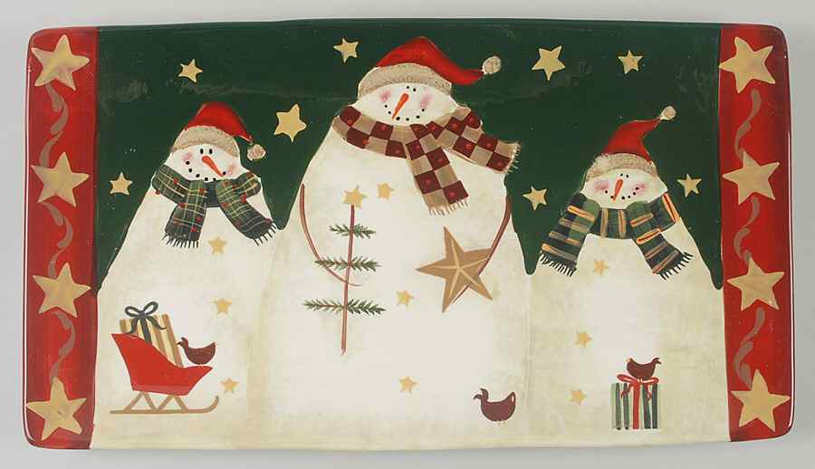 Starry Snowman 18" Rectangular Serving Platter by Certified International-1