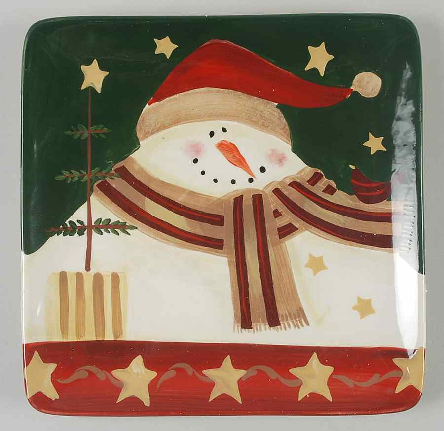 Starry Snowman Square Salad/Dessert Plate by Certified International-1