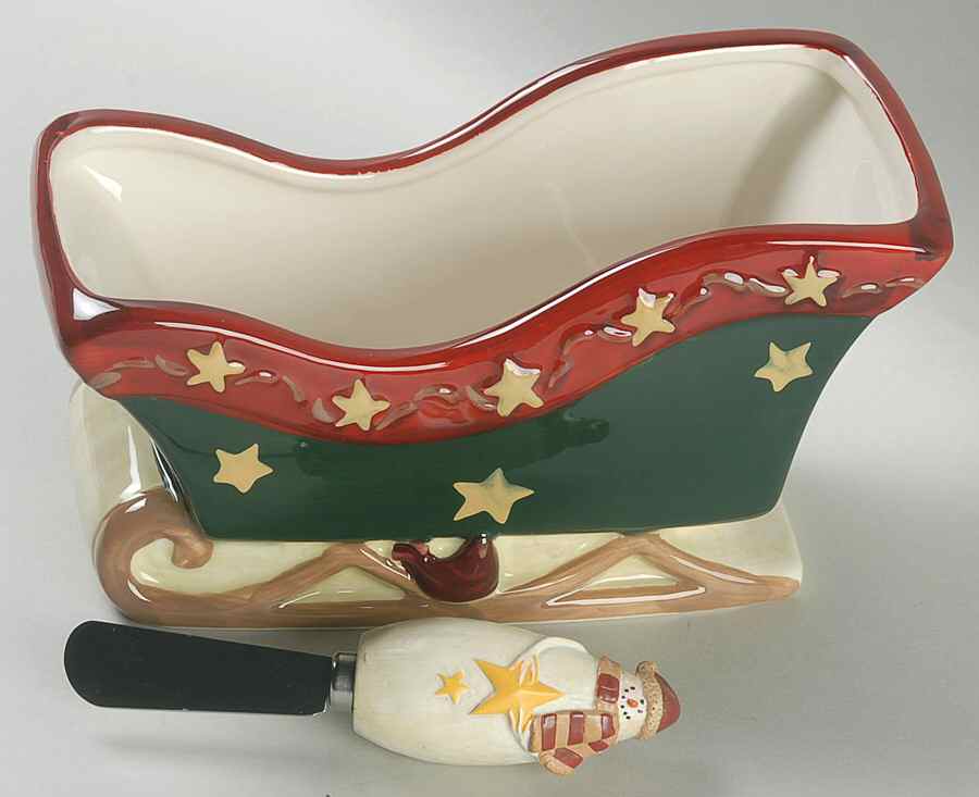 Starry Snowman Figural Dip Bowl & Spreader Set by Certified International-1