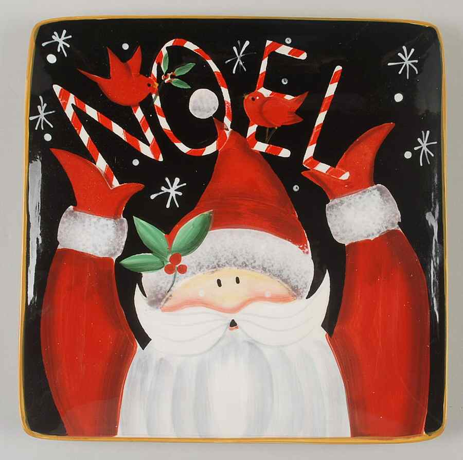 Candy Cane Santa Square Dinner Plate by Certified International-1