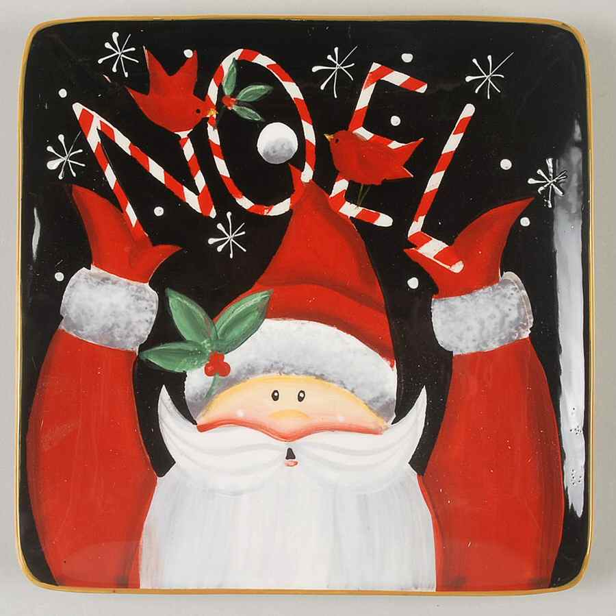 Candy Cane Santa Square Salad/Dessert Plate by Certified International-1