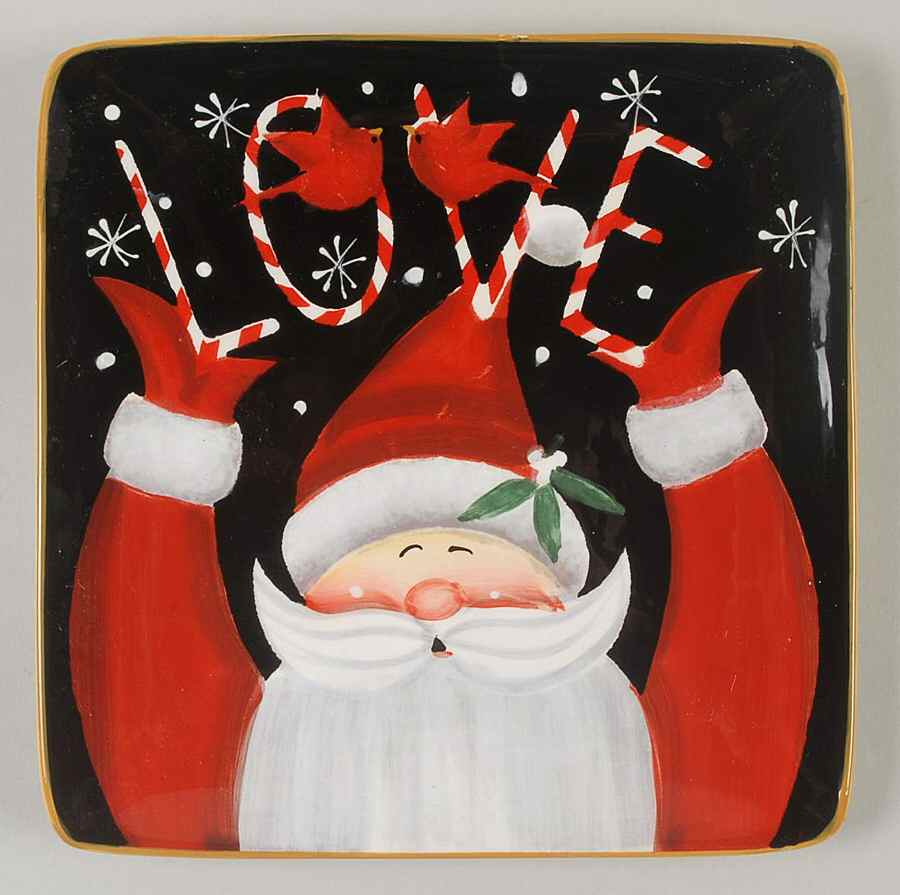 Candy Cane Santa Square Salad/Dessert Plate by Certified International-1