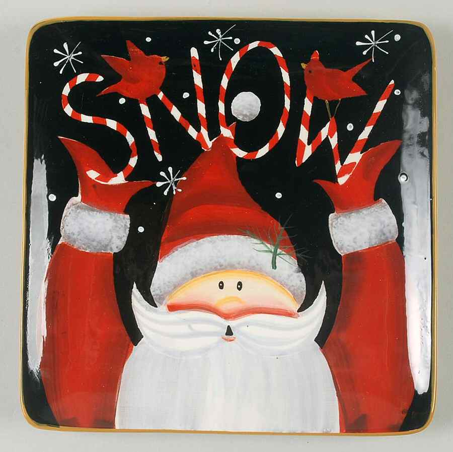 Candy Cane Santa Square Salad/Dessert Plate by Certified International-1