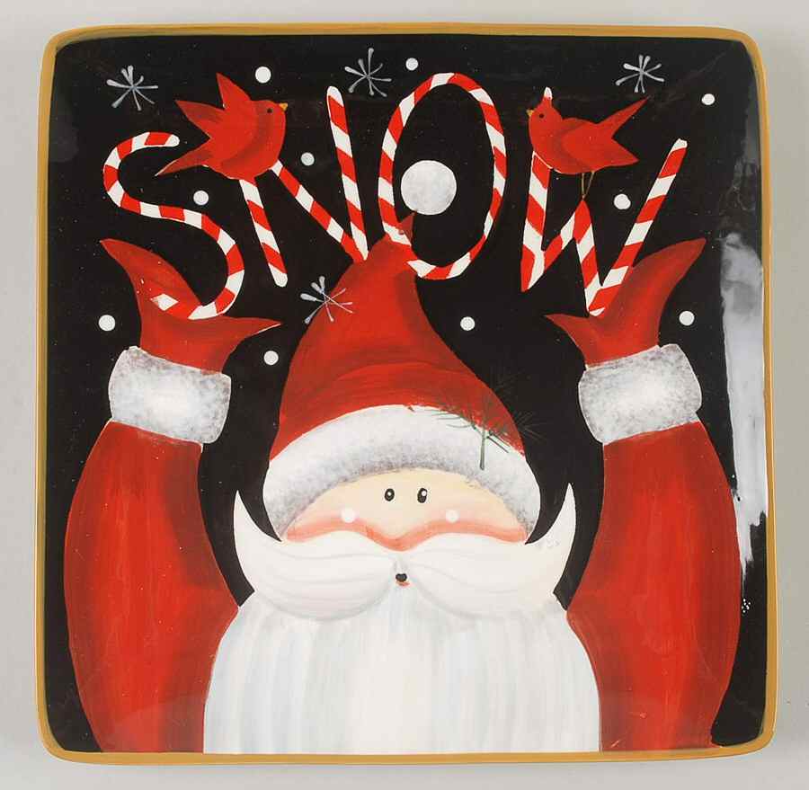 Candy Cane Santa Square Dinner Plate by Certified International-1