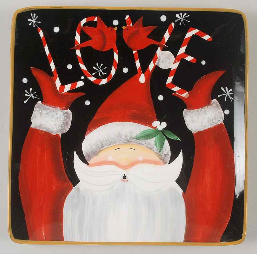 Candy Cane Santa Square Dinner Plate by Certified International-1