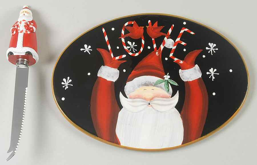 Candy Cane Santa 2 Piece Cheese Dish and Knife Set by Certified International-1